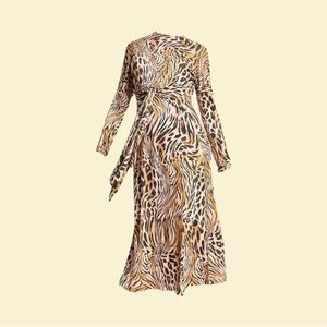 ASOS cheetah/zebra dress, long sleeve, midi, tie, worn once